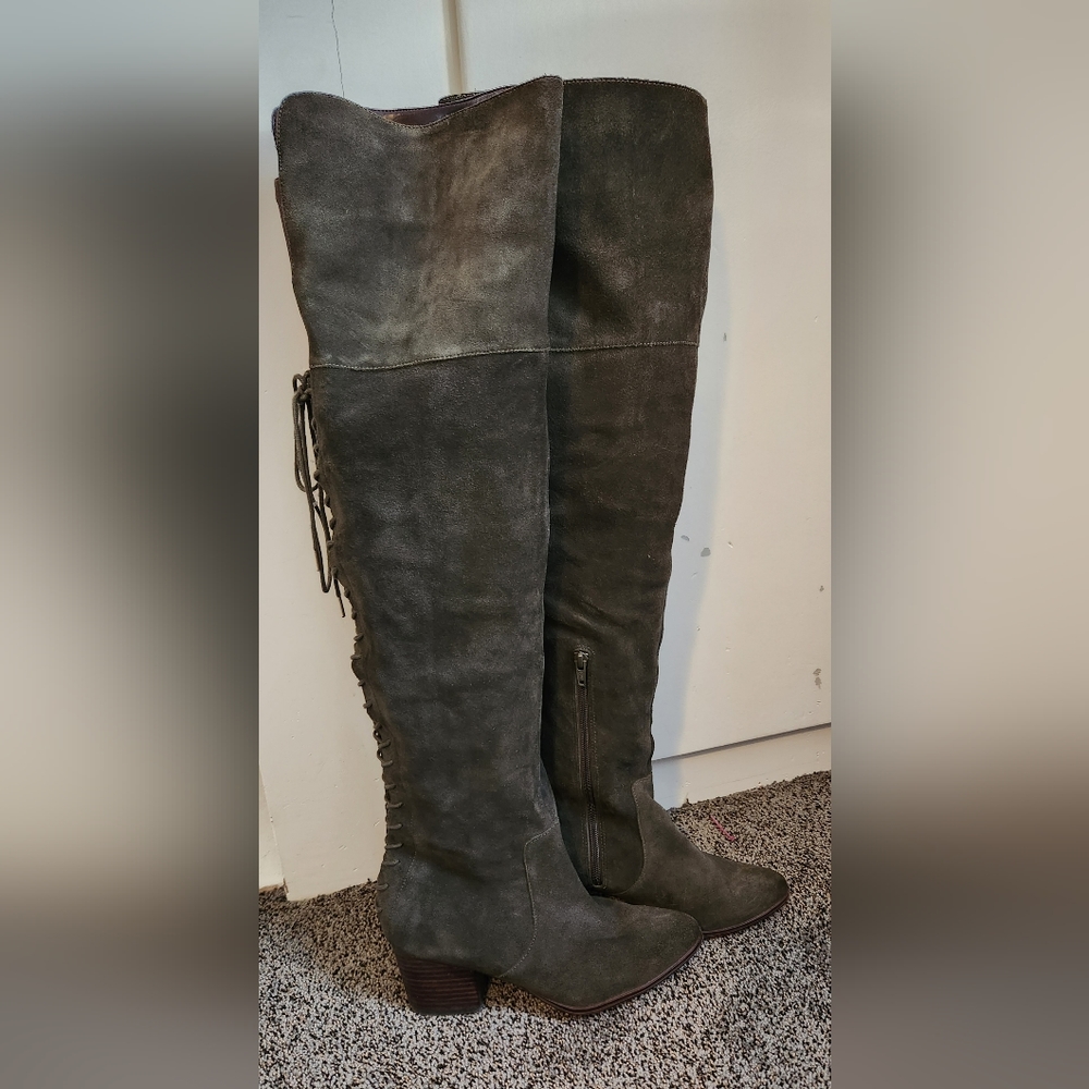 Over the knee Green Suade Boots 7.5